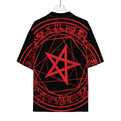 Magic Pentagram Symbol Print Rayon Hawaiian Shirt