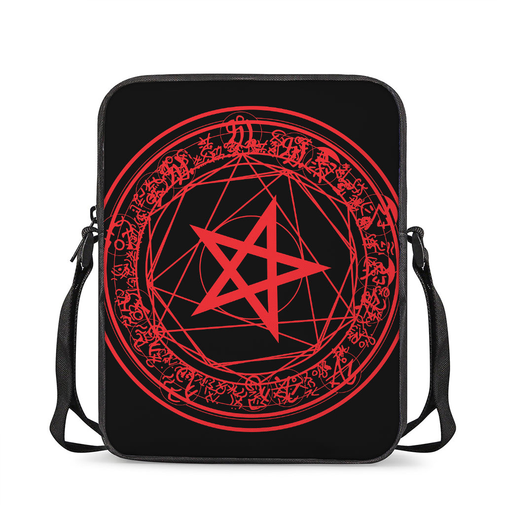 Magic Pentagram Symbol Print Rectangular Crossbody Bag