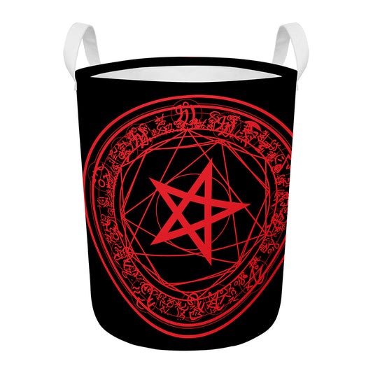Magic Pentagram Symbol Print Round Laundry Basket