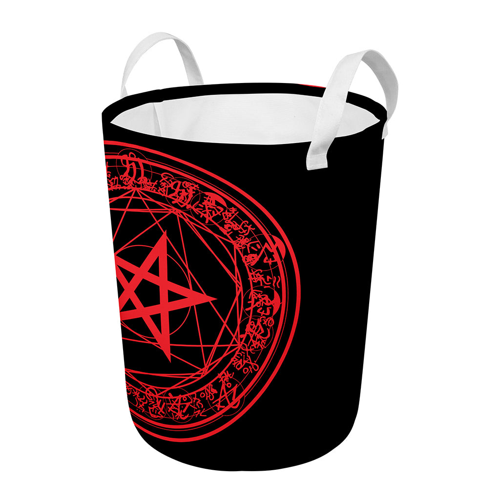 Magic Pentagram Symbol Print Round Laundry Basket