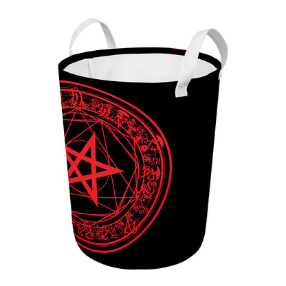Magic Pentagram Symbol Print Round Laundry Basket