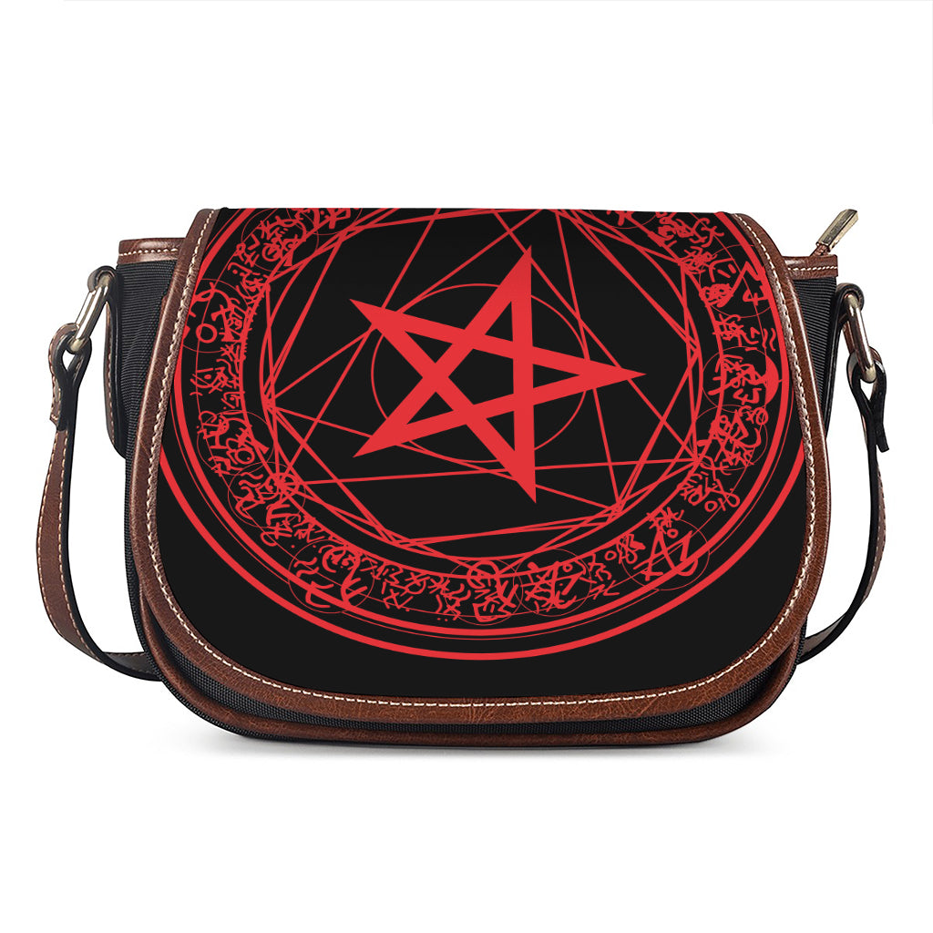 Magic Pentagram Symbol Print Saddle Bag