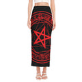Magic Pentagram Symbol Print Side Slit Maxi Skirt