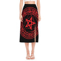 Magic Pentagram Symbol Print Side Slit Midi Skirt