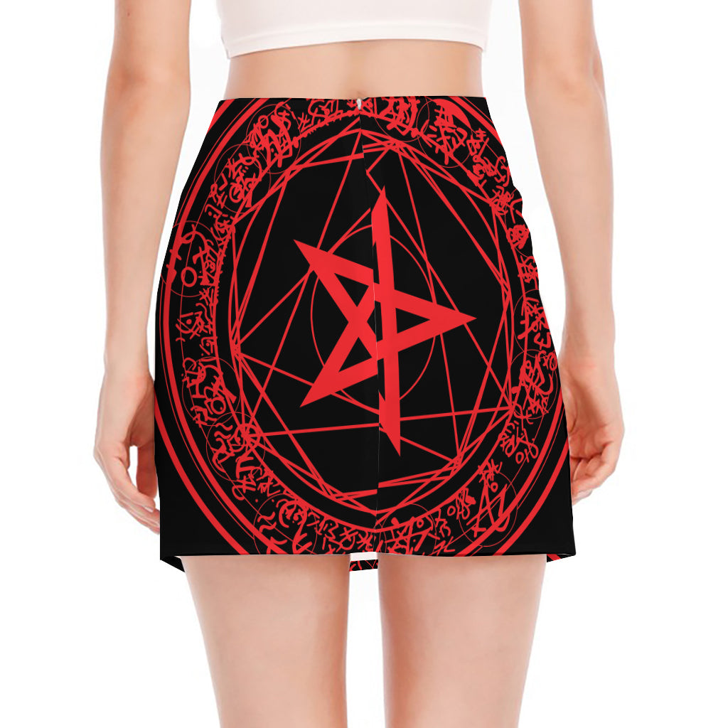 Magic Pentagram Symbol Print Side Slit Mini Skirt