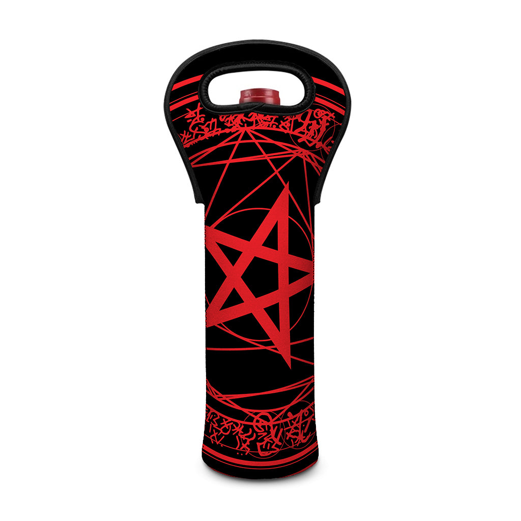 Magic Pentagram Symbol Print Single Neoprene Wine Tote