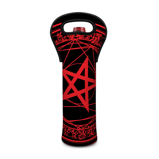 Magic Pentagram Symbol Print Single Neoprene Wine Tote