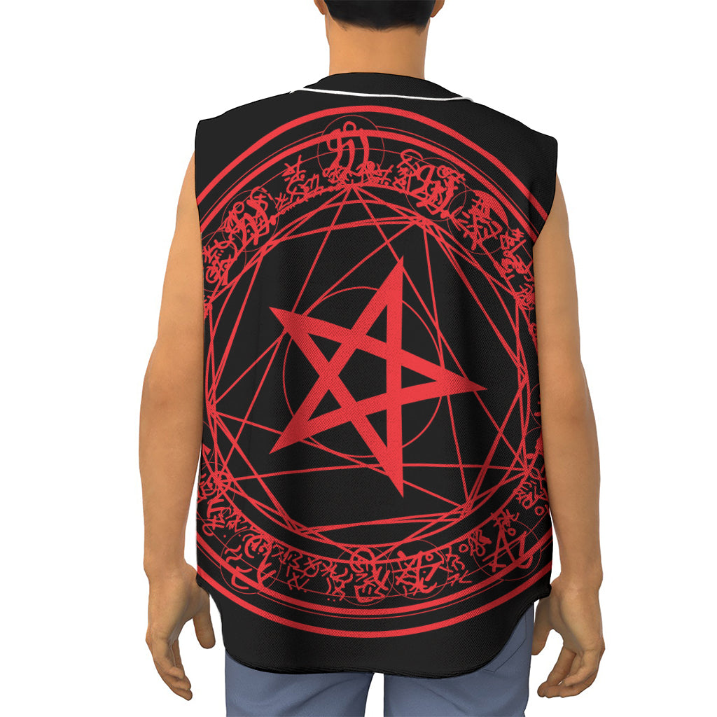 Magic Pentagram Symbol Print Sleeveless Baseball Jersey
