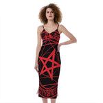 Magic Pentagram Symbol Print Slim Fit Midi Cami Dress