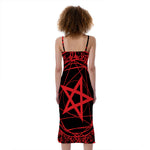Magic Pentagram Symbol Print Slim Fit Midi Cami Dress
