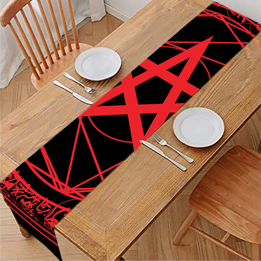 Magic Pentagram Symbol Print Table Runner