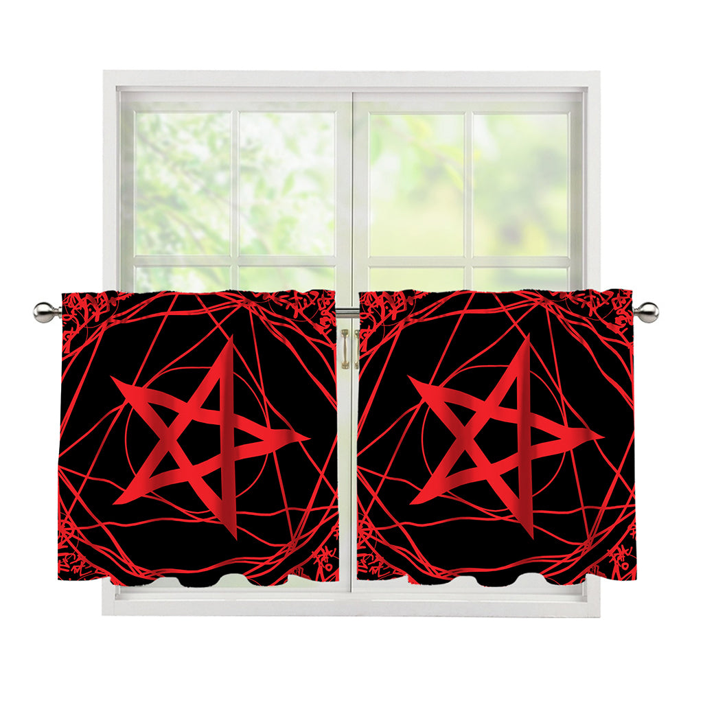 Magic Pentagram Symbol Print Tier Curtains