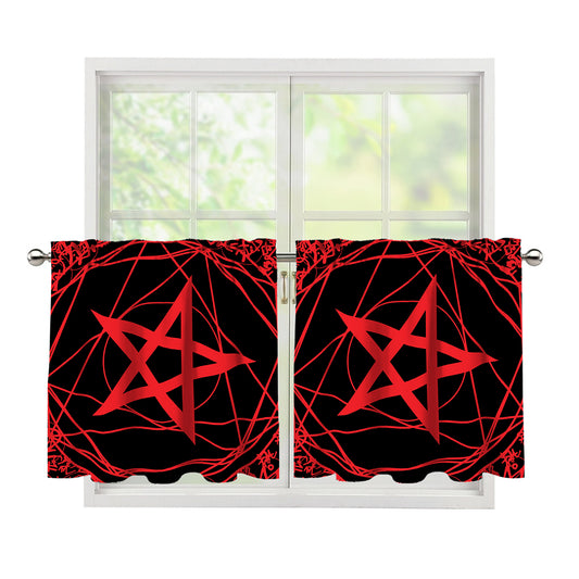 Magic Pentagram Symbol Print Tier Curtains