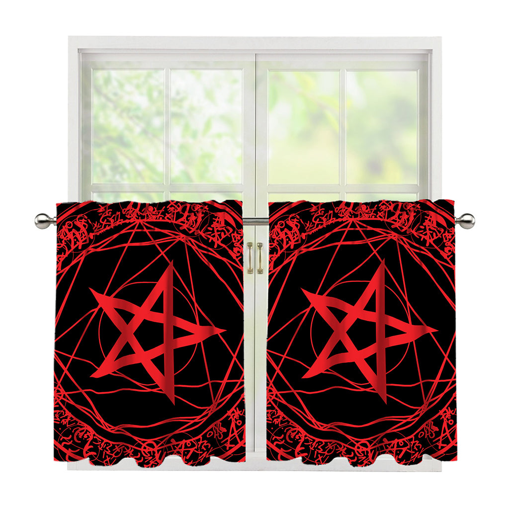 Magic Pentagram Symbol Print Tier Curtains