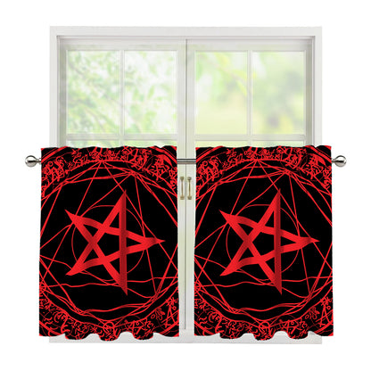 Magic Pentagram Symbol Print Tier Curtains