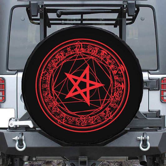 Magic Pentagram Symbol Print Tire Cover