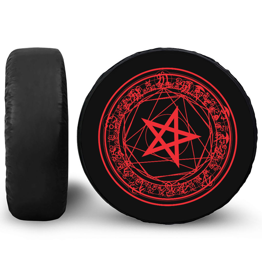 Magic Pentagram Symbol Print Tire Cover