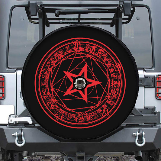 Magic Pentagram Symbol Print Tire Cover With Camera Hole