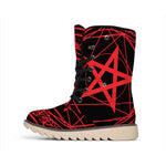 Magic Pentagram Symbol Print Winter Boots