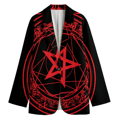 Magic Pentagram Symbol Print Women's Blazer