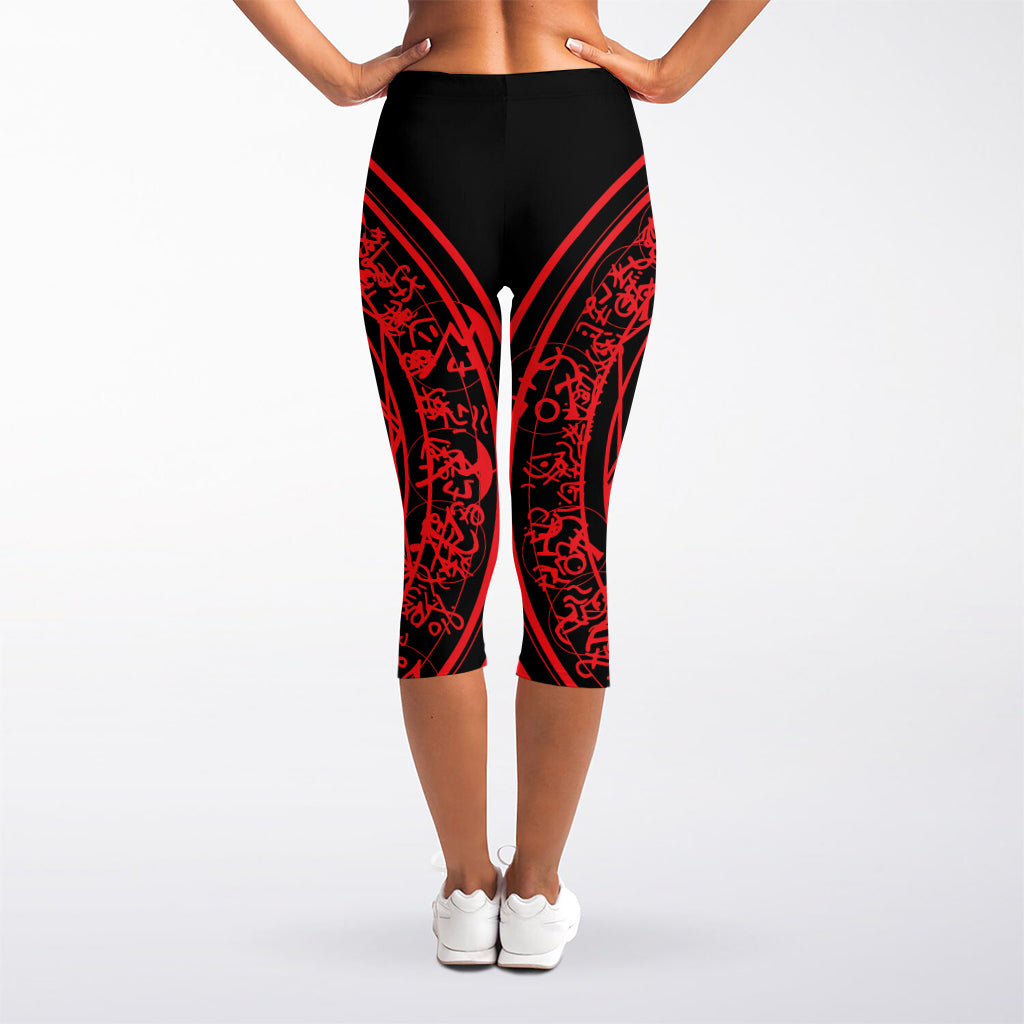 Magic Pentagram Symbol Print Women's Capri Leggings