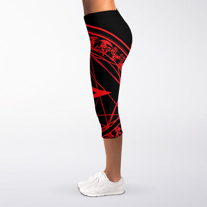 Magic Pentagram Symbol Print Women's Capri Leggings