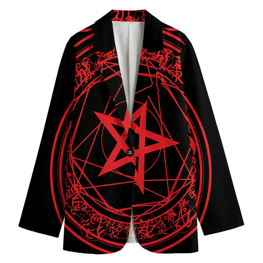 Magic Pentagram Symbol Print Women's Cotton Blazer