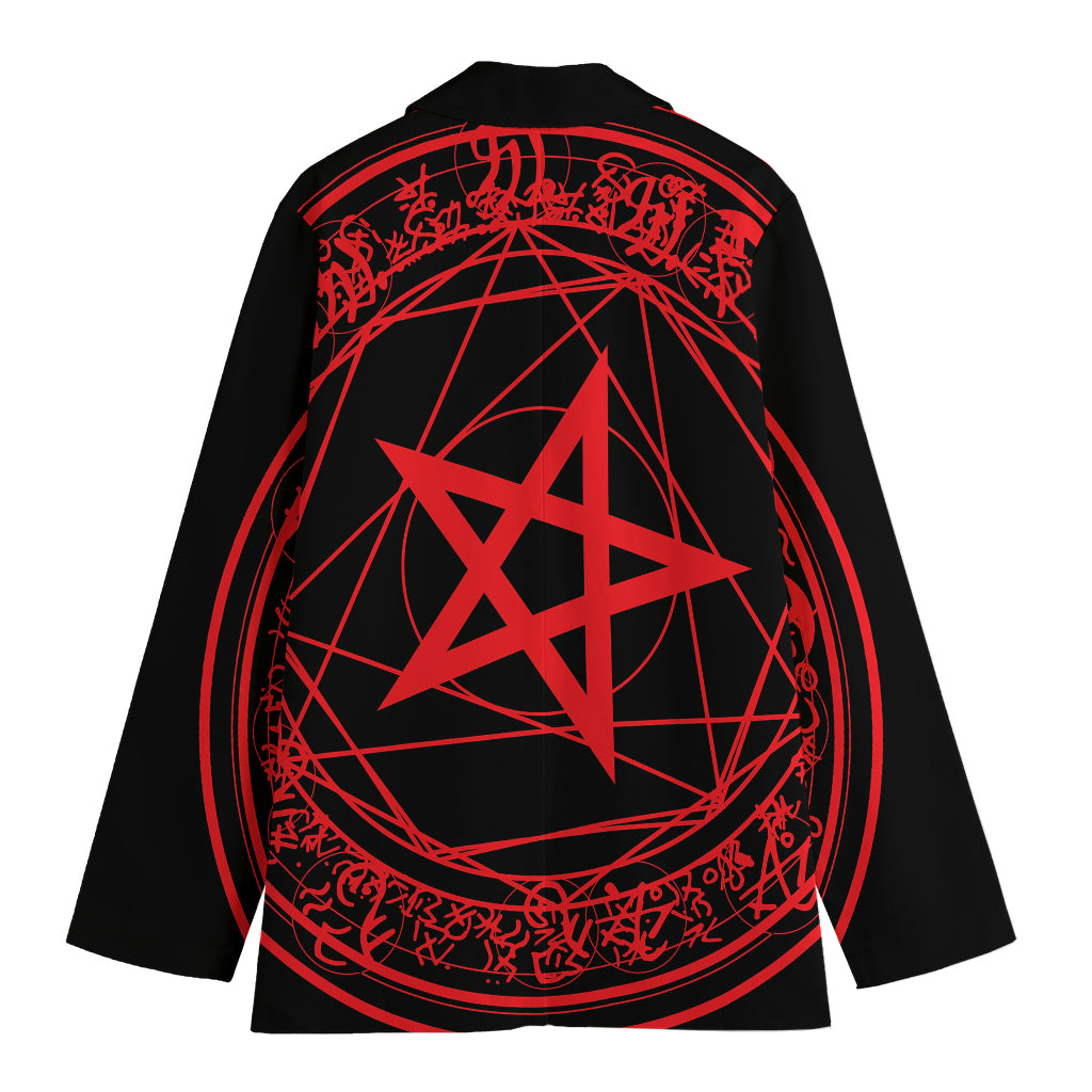 Magic Pentagram Symbol Print Women's Cotton Blazer