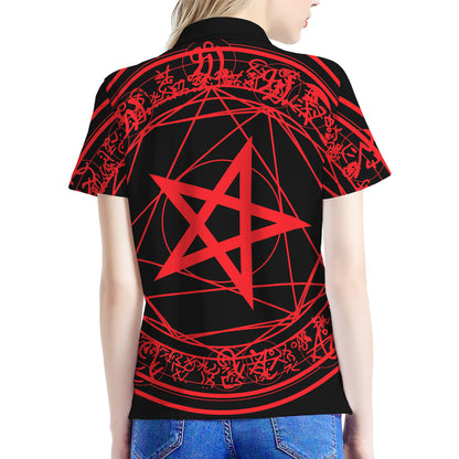 Magic Pentagram Symbol Print Women's Polo Shirt