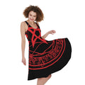 Magic Pentagram Symbol Print Sleeveless Knee Length Dress