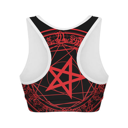 Magic Pentagram Symbol Print Women's Sports Bra