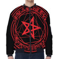 Magic Pentagram Symbol Print Zip Sleeve Bomber Jacket
