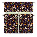 Magic Wizard Pattern Print 3 Piece Kitchen Curtains