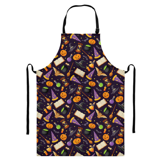 Magic Wizard Pattern Print Bib Apron With Pocket