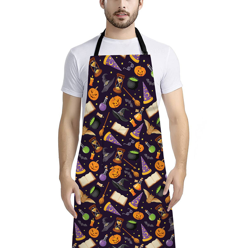 Magic Wizard Pattern Print Bib Apron With Pocket