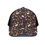 Magic Wizard Pattern Print Black Mesh Trucker Cap