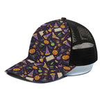 Magic Wizard Pattern Print Black Mesh Trucker Cap