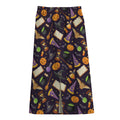 Magic Wizard Pattern Print Cotton Front Slit Maxi Skirt
