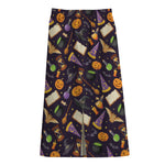 Magic Wizard Pattern Print Cotton Front Slit Maxi Skirt