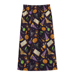 Magic Wizard Pattern Print Cotton Front Slit Maxi Skirt