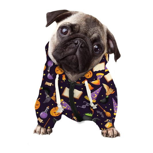 Magic Wizard Pattern Print Dog Zip Up Hoodie