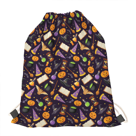 Magic Wizard Pattern Print Drawstring Bag