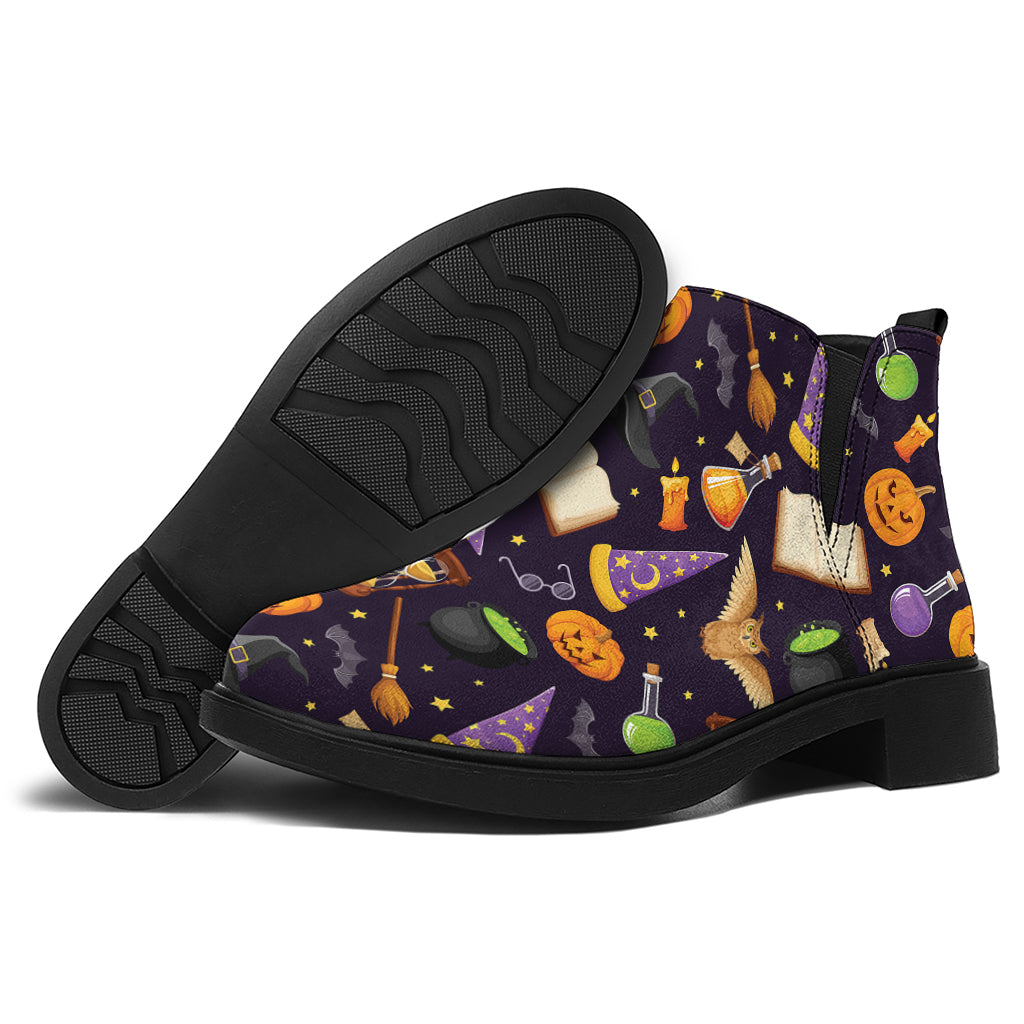 Magic Wizard Pattern Print Flat Ankle Boots