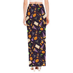 Magic Wizard Pattern Print High Slit Maxi Skirt