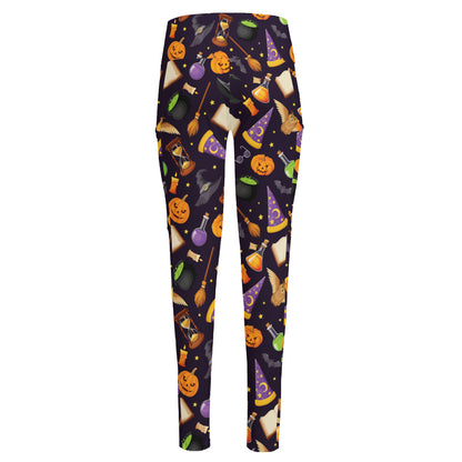 Magic Wizard Pattern Print High-Waisted Pocket Leggings