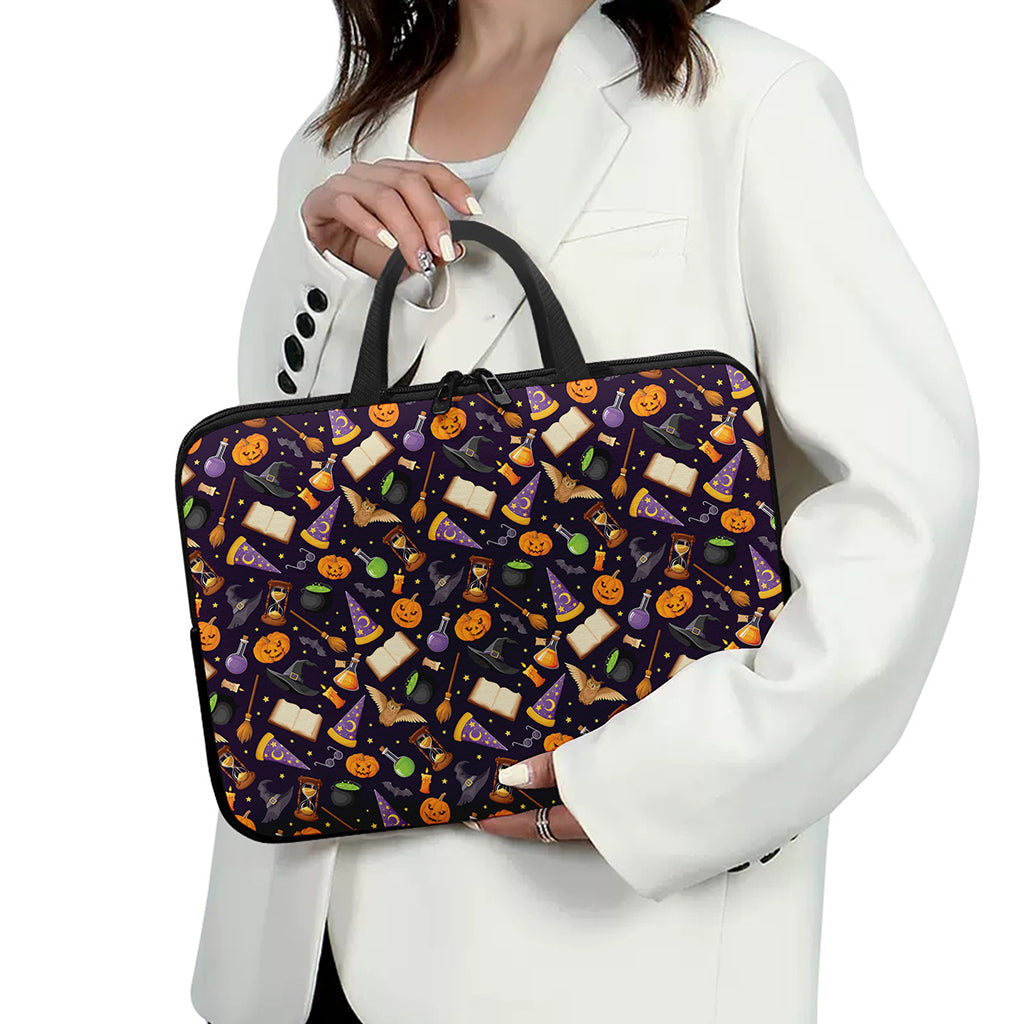 Magic Wizard Pattern Print Laptop Sleeve With Handle