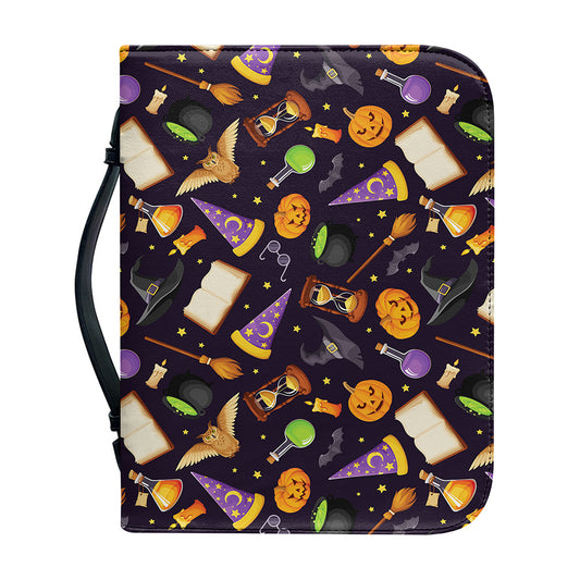 Magic Wizard Pattern Print Leather Bible Cover