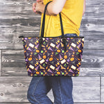 Magic Wizard Pattern Print Leather Tote Bag