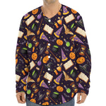 Magic Wizard Pattern Print Long Sleeve Baseball Jersey