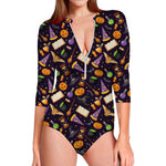 Magic Wizard Pattern Print Long Sleeve Swimsuit